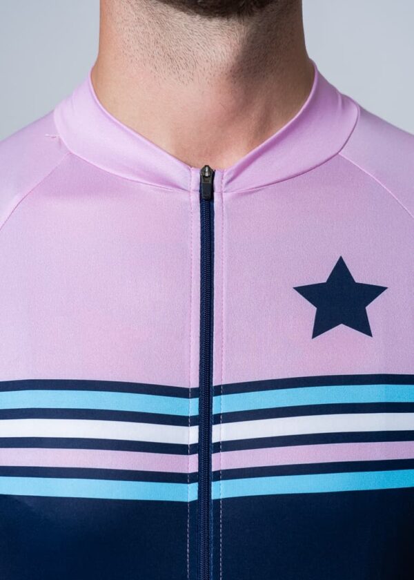 Stripete sykkeltøy hals - rosa, blå og hvite striper